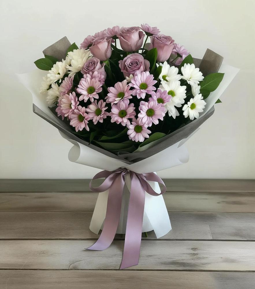 Букет цветов из: Хризантемы и Розы в Севске