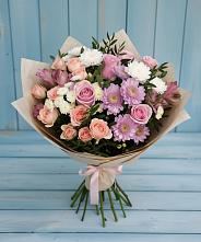Букет цветов из:  Хризантемы, Розы и Альстромерии в Севске