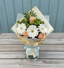 Букет цветов из:  Герберы, Розы и Хризантемы в Севске