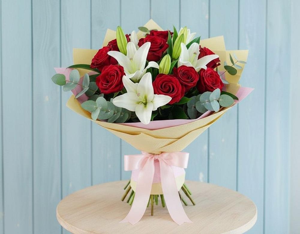 Букет цветов из: Лилии и Розы в Севске